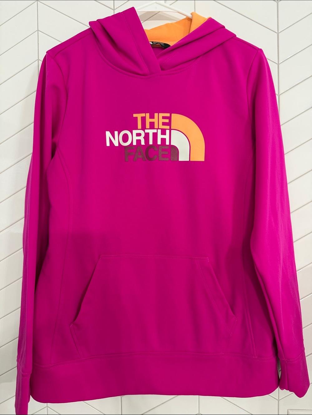 The North Face Fave Pullover Hoodie Women’s L Pink Orange A6S1